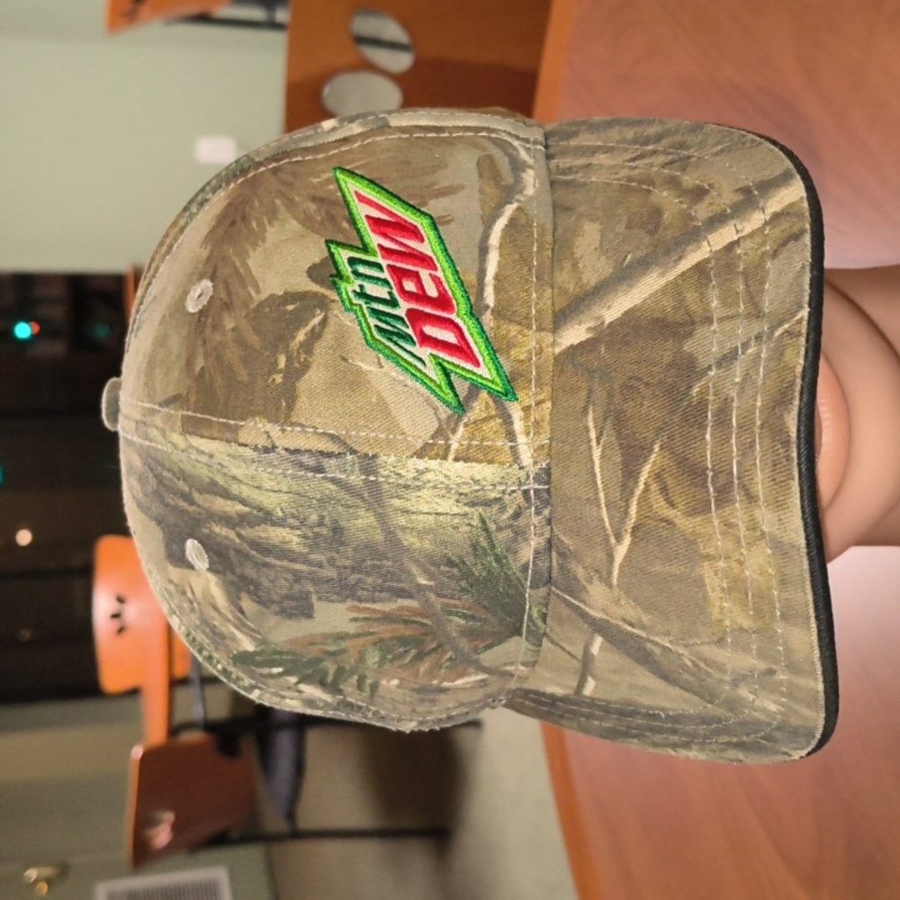 Mtn Dew Embroidered Camo Fitted Hat Cap L-XL